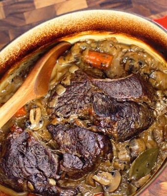 hard cider pot roast with mushrooms carrots and onions