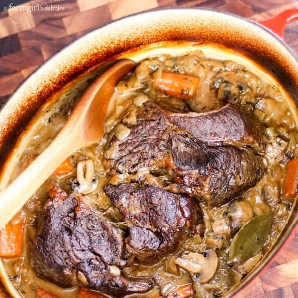 Hard Cider Pot Roast with Mushrooms, Carrots, and Onions