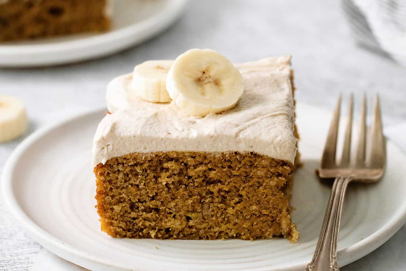 A slice of homemade banana cake