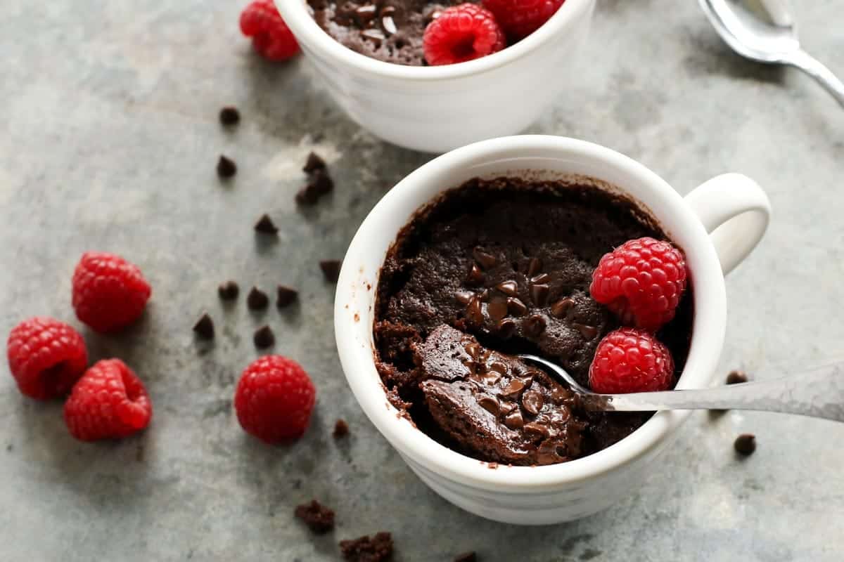 chocolate cake in a mug