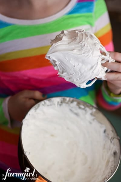 marshmallow cream on a mixing beater