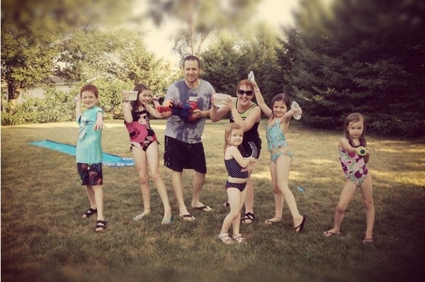 a family water fight