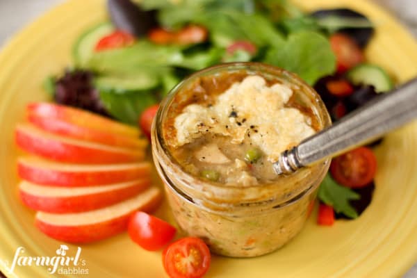 a spoon in a chicken pot pie