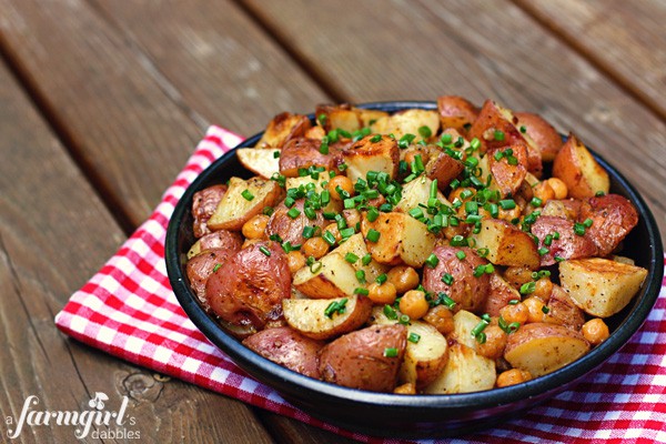 potatoes with chickpeas and honey mustard dressing