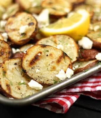 roasted potatoes with feta and lemon