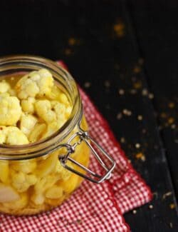 Curry Cauliflower in a pickling jar