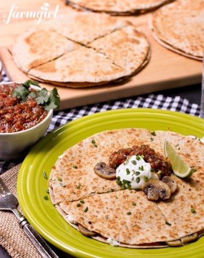 Cheesy Mushroom and Herb Quesadillas