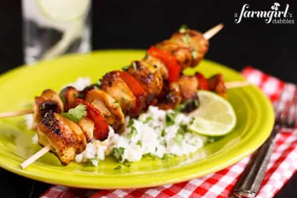 Grilled Chipotle Chicken and pepper Kebabs