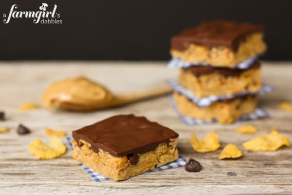 Chocolate covered Peanut Butter Cereal Bars