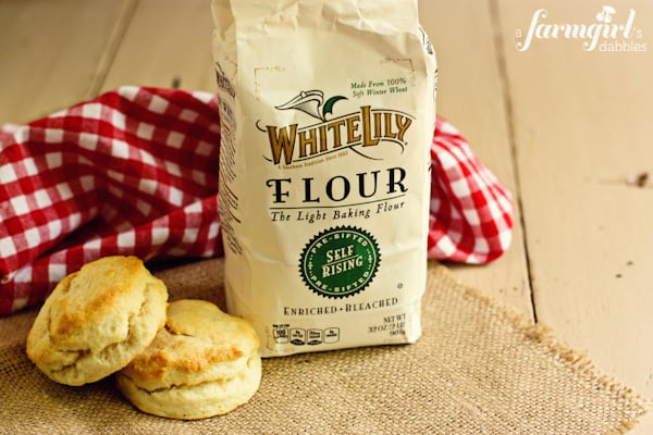 a bag of white lily baking flour