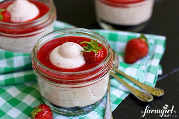 strawberry dessert in a jar