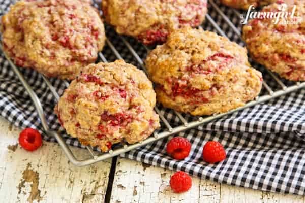 Whole Wheat Raspberry Drop Scones - www.afarmgirlsdabbles.com
