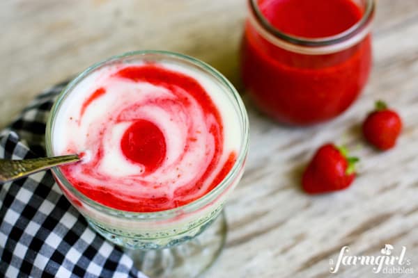 strawberry sauce mixed with yogurt