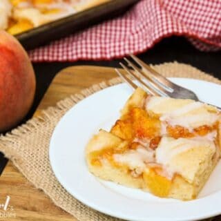 A Gooey Almond Peach Square on a Plate