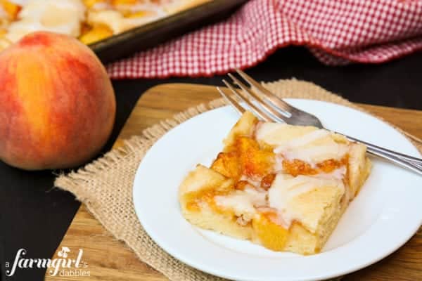 A Gooey Almond Peach Square on a Plate