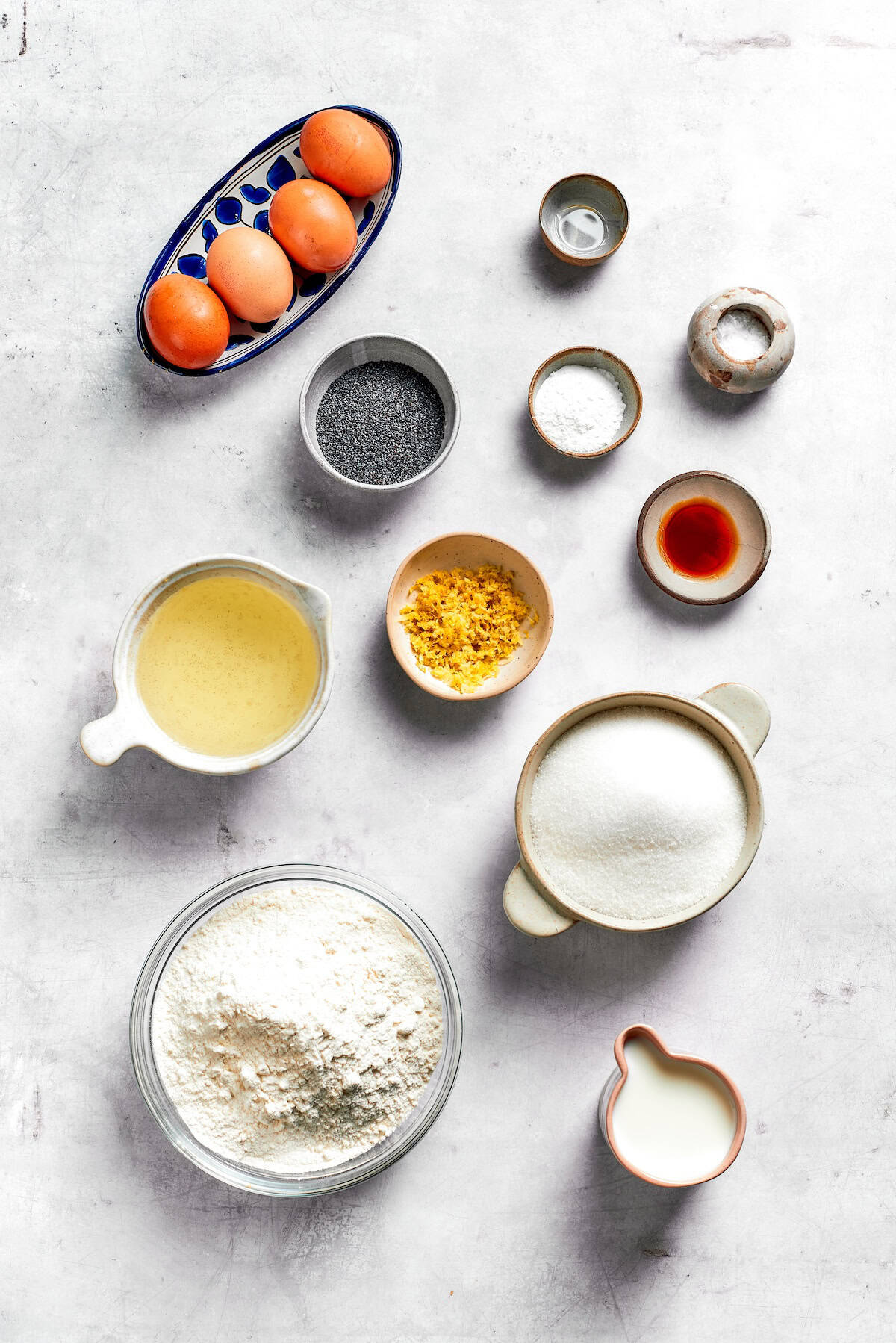 Ingredients for almond lemon poppy seed bread.