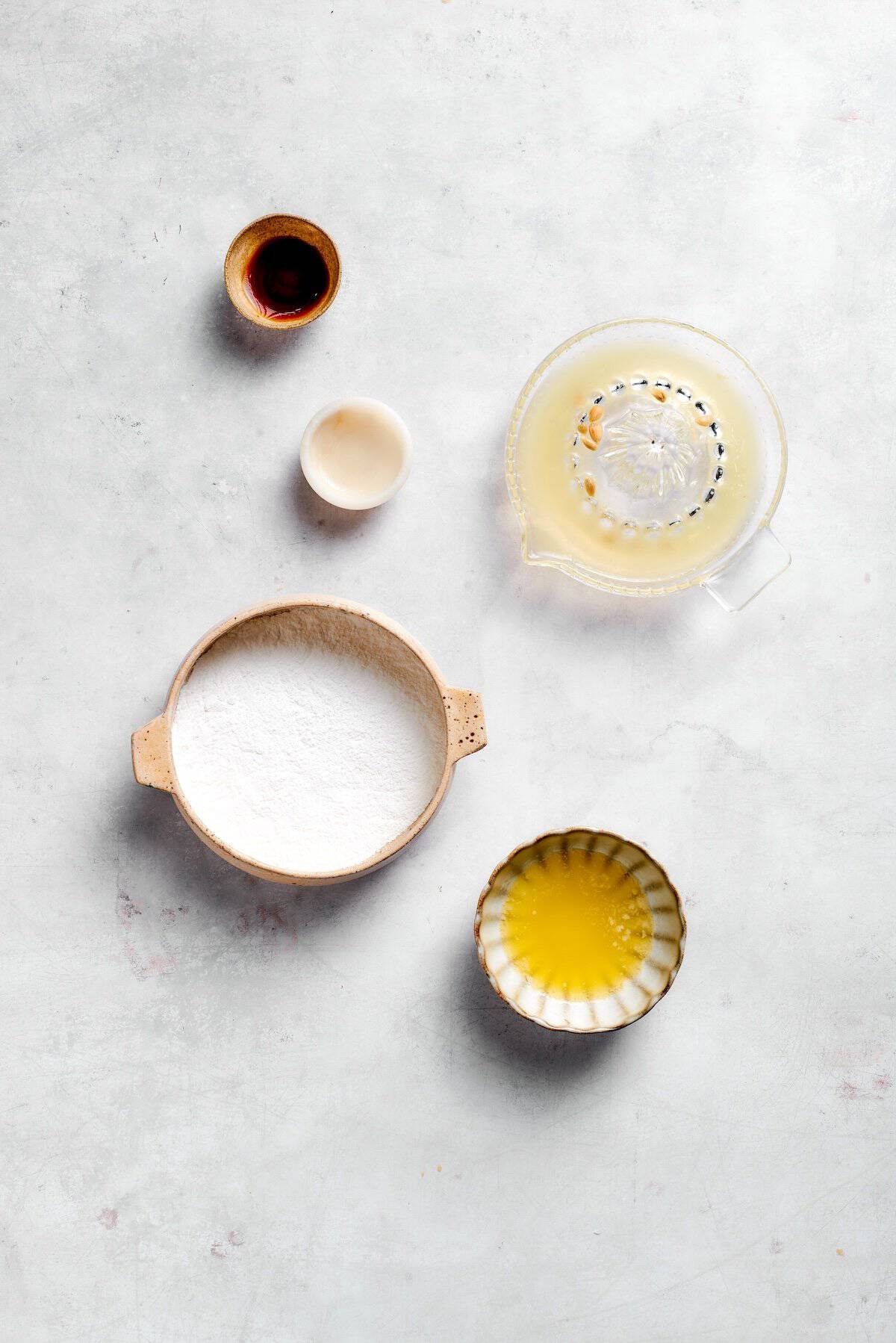 Ingredients for lemon glaze.