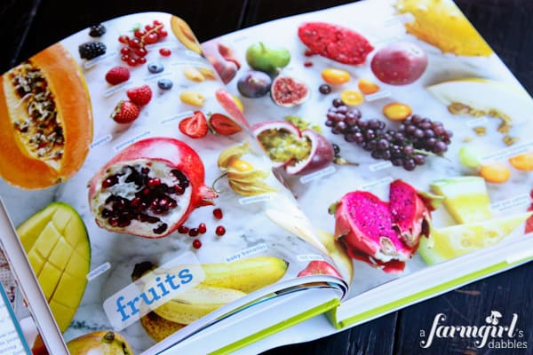 a page of a cookbook showing a variety of fruits
