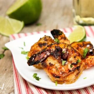 a plate of Grilled Caribbean Jerk Shrimp