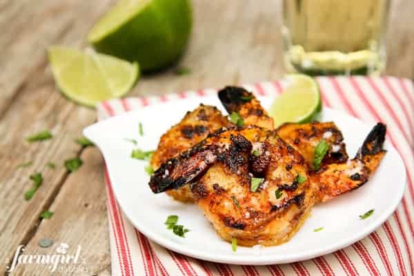 a plate of Grilled Caribbean Jerk Shrimp