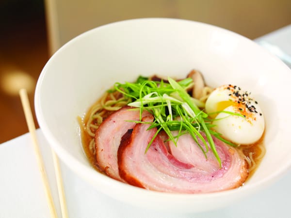 pork belly ramen with homemade udon noodles