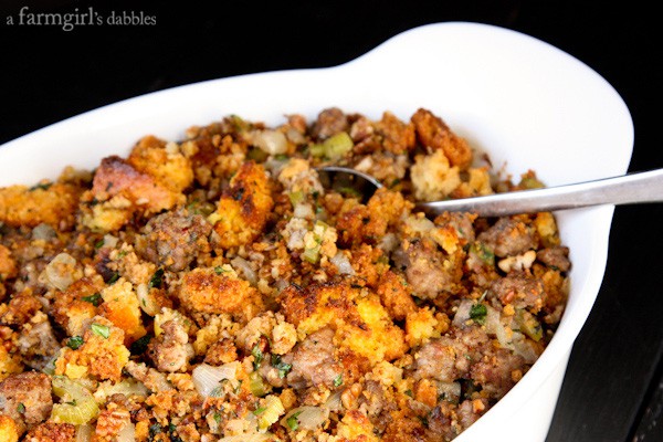 Cornbread Dressing with Sausage and Pecans • a farmgirl's dabbles