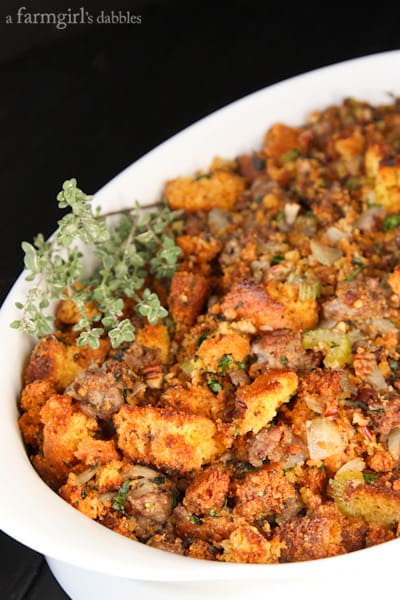 Cornbread Dressing with Sausage and Pecans • a farmgirl's dabbles