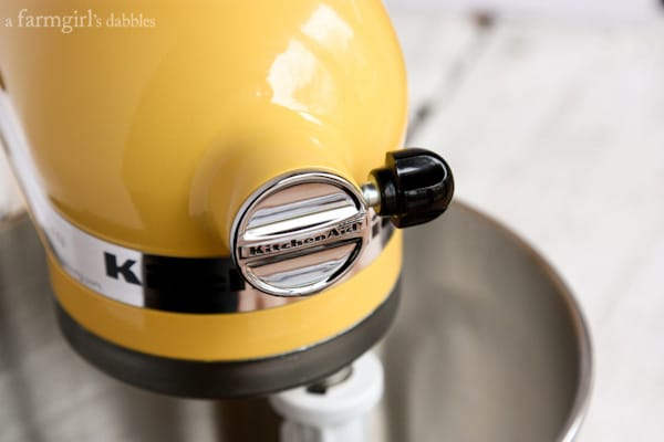a yellow KitchenAid stand mixer