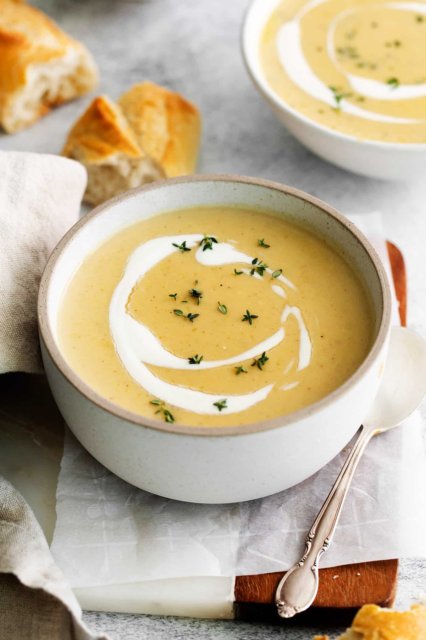 A bowl of homemade potato soup