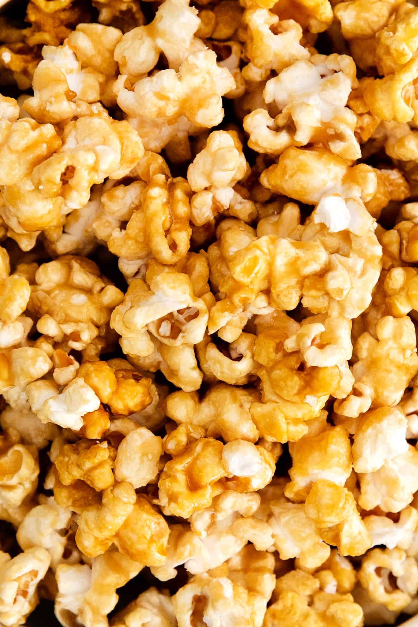 Close up of microwave caramel popcorn