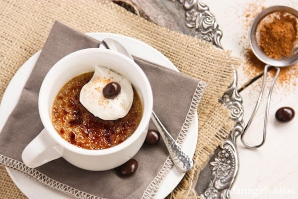 Cappuccino Crème Brûlée dusted with cinnamon