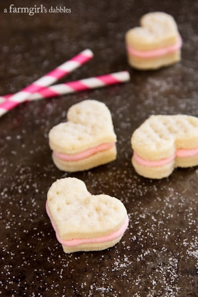 heart-shaped strawberry wafer cookies