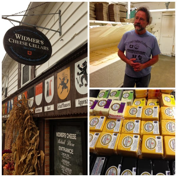 a collage of photos from widmer's cheese cellars