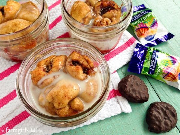 jars of Monkey Bread with chocolate coconut eggs