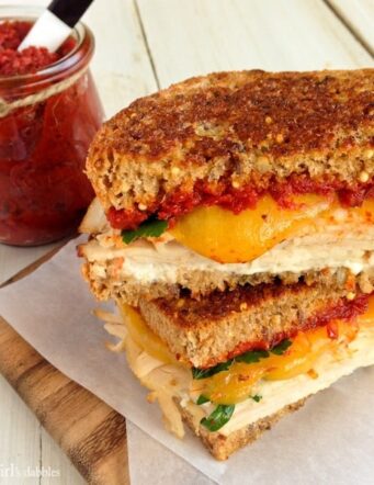 Herby Turkey Grilled Cheese Sandwich with Sun-Dried Tomato Spread