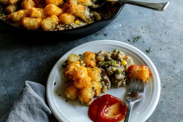 tater tot hotdish on a plate