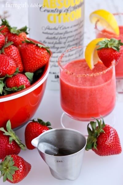 Frozen Strawberry Watermelon Lemonade with lemon vodka