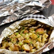 Pesto ranch potatoes grilled in foil packets