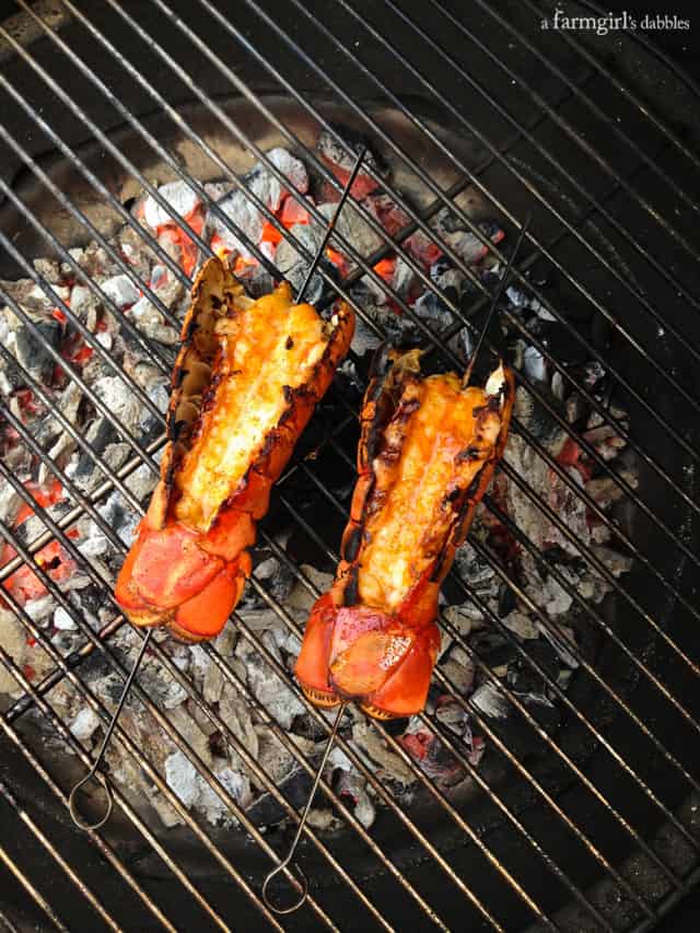 lobster tails on a charcoal grill