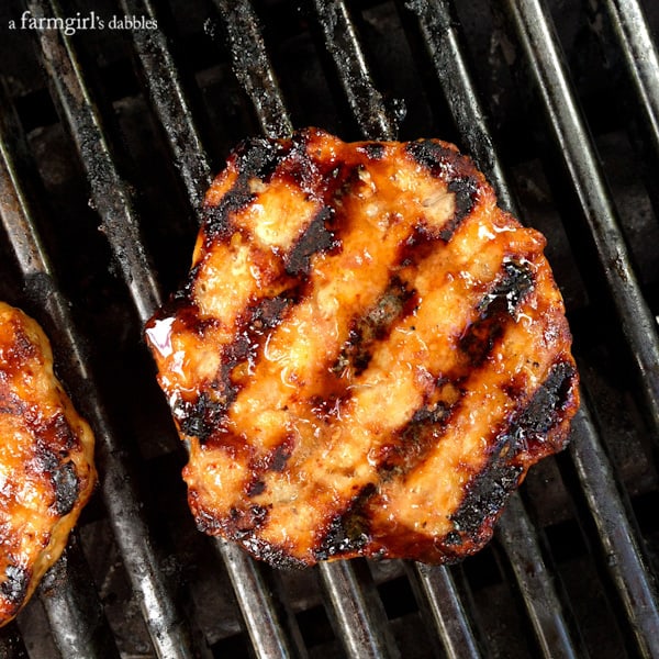 Chicken Burgers on the grill