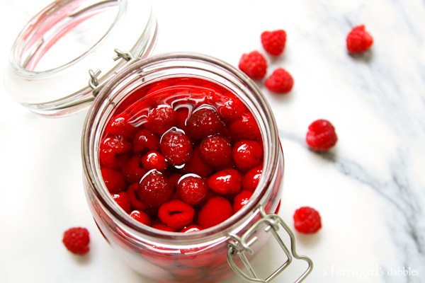 raspberries soaking in vinegar