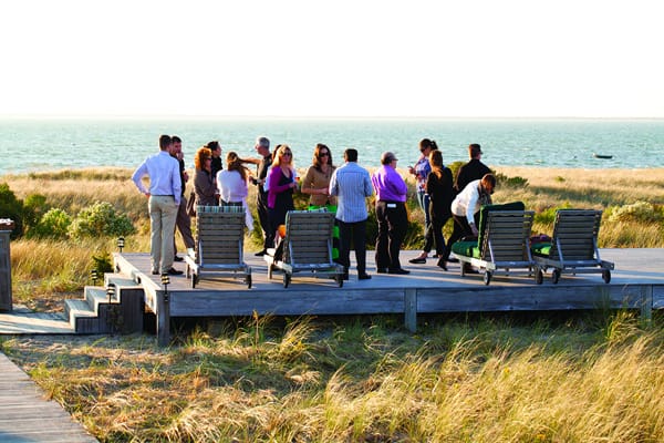 A Group of People on an Outdoor Deck