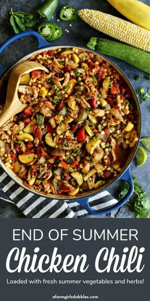 Pinterest image for End of Summer Chicken Chili