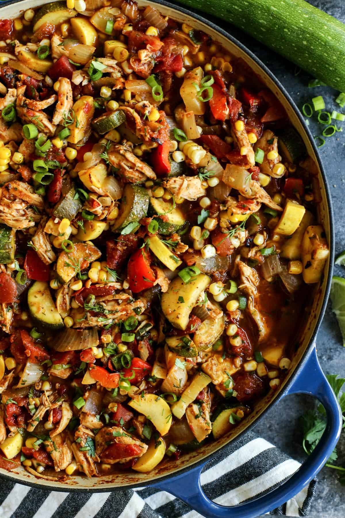 a pot of Summer Chicken Chili 