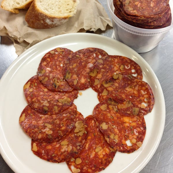 spicy walnut and fennel salami