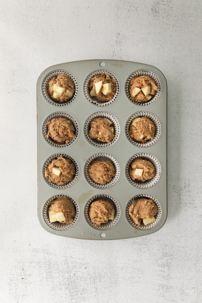 Apple muffins ready to be baked