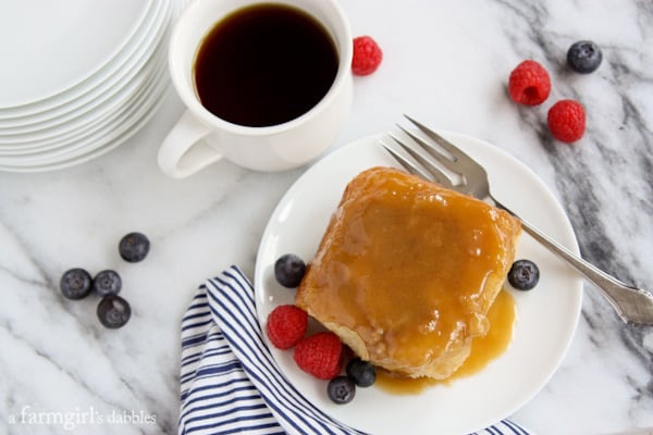 a Caramel Roll on a white plate