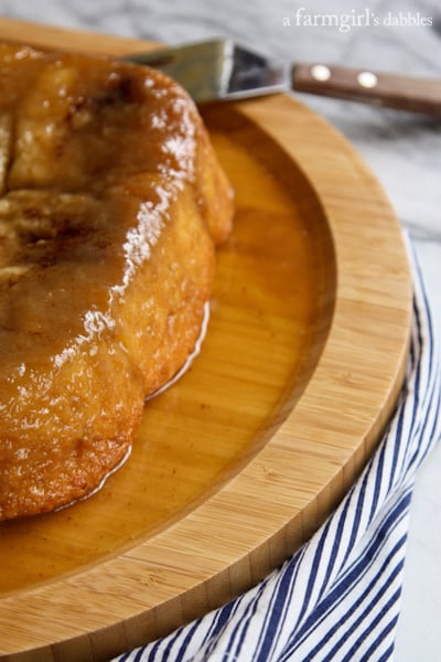 Caramel Rolls on a wood serving tray