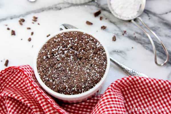 Chocolate Cake Cups with a red and white checked napkin
