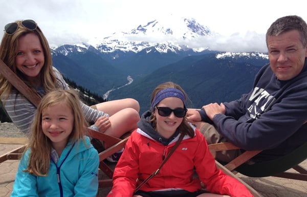 family photo in mount Rainier national park